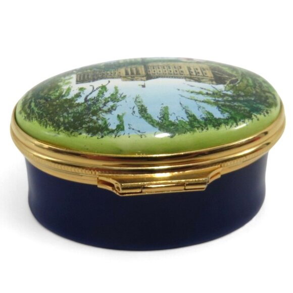 Buckingham Palace HALCYON DAYS Enamel Oval Trinket Box and Blue Presentation Box - Picture 6 of 10